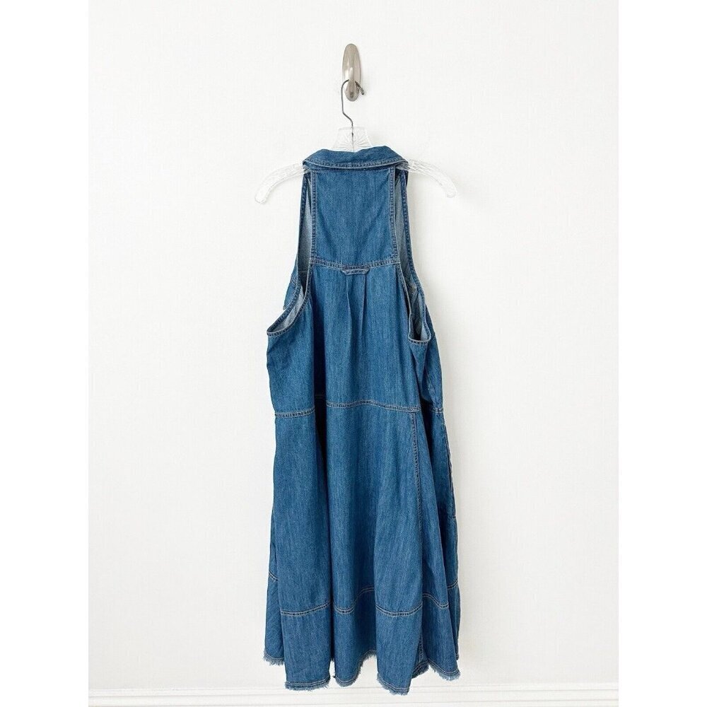 NWT Anthropologie Pilcro Sleeveless Halter Swing Midi Dress 2X Denim Blue - Picture 6 of 8